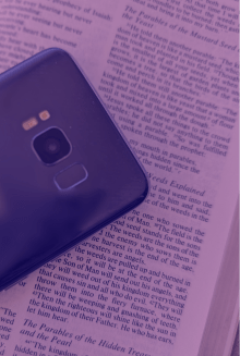 English Bible with Cell Phone Purple