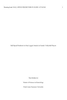 Ball Speed Predictors in One-Legged Attacks in Female Volleyball Players