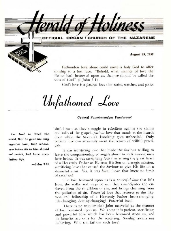 Title Page of Herald of Holiness - August 29, 1956