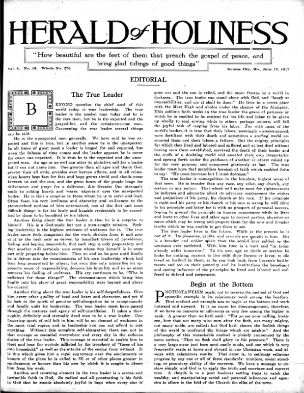 Title Page of Herald of Holiness - June 13, 1917