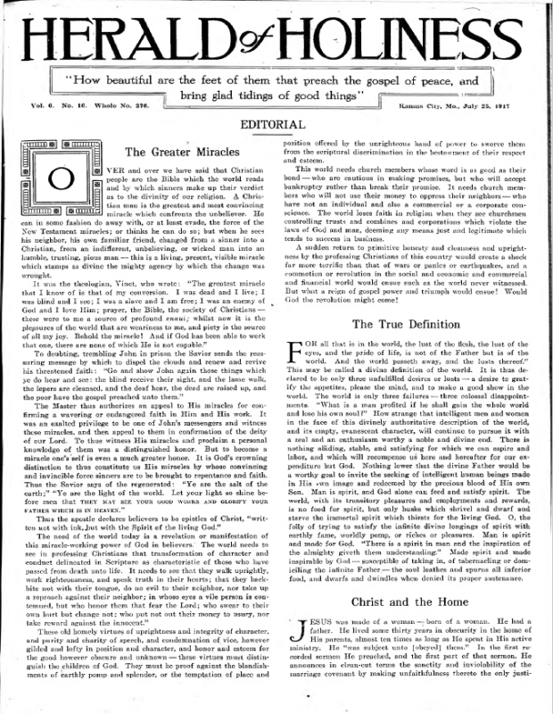 Title Page of Herald of Holiness - July 25, 1917