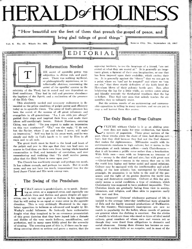 Title Page of Herald of Holiness - September 12, 1917