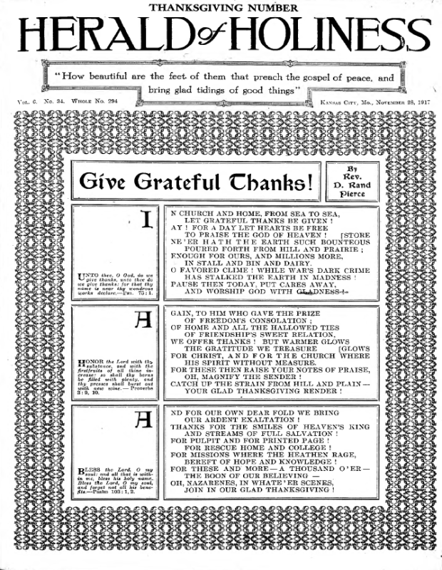 Title Page of Herald of Holiness - November 28, 1917
