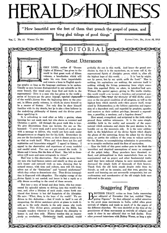 Title Page of Herald of Holiness - June 26, 1918