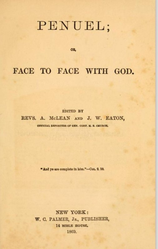Title Page of Book Penuel or, Face to Face With God