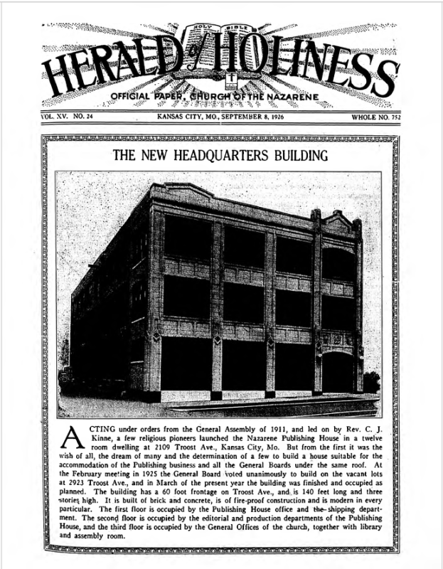 Front page of Herald of Holiness - September 8, 1926