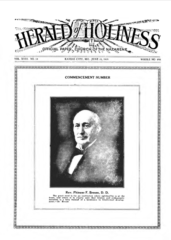 Front page of Herald of Holiness - June 26, 1929