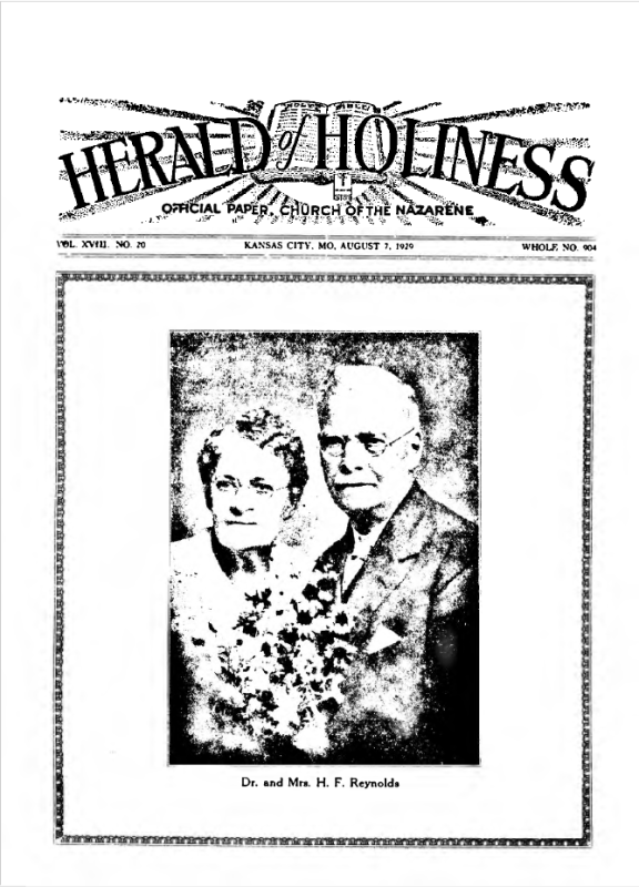Front page of Herald of Holiness - August 7, 1929