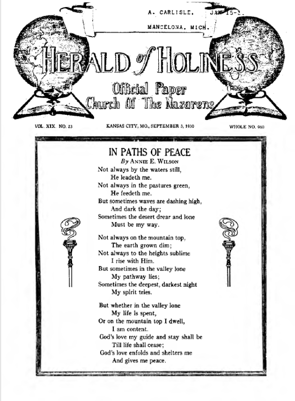 Front page of Herald of Holiness - September 3, 1930