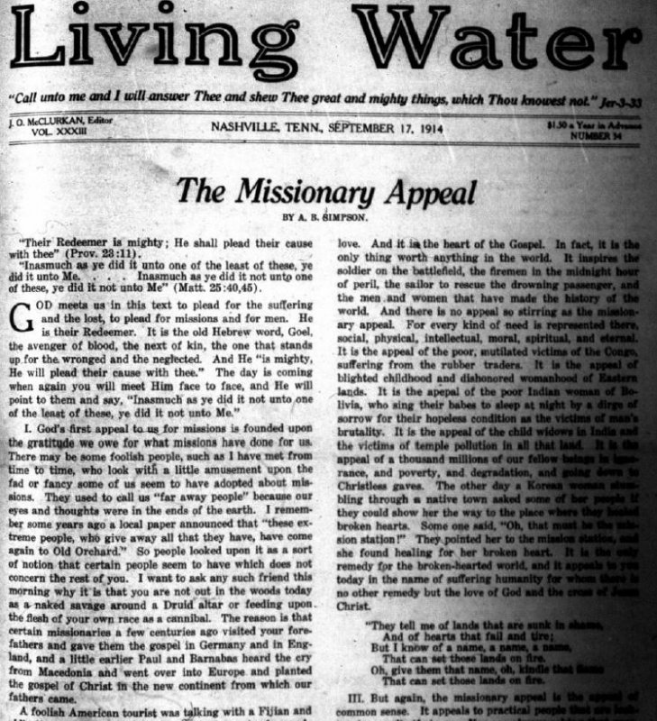 Living Water, Sept. 17, 1914