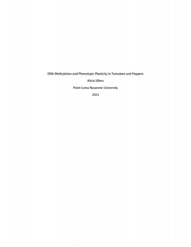 DNA Methylation and Phenotypic Plasticity in Tomatoes and Peppers